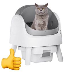 Like New Self Cleaning Litter Box, Automatic Open Top Cat Litter Box White