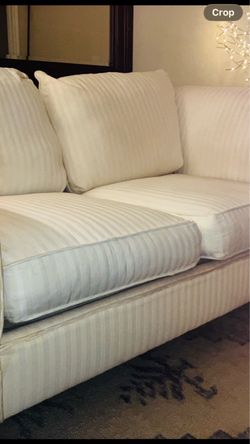 Cream Striped Fabric Sofa