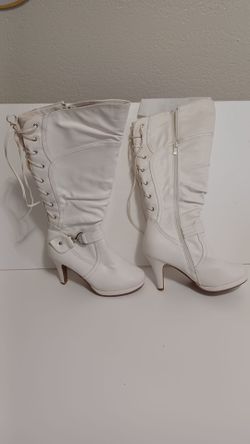 White lace up boots