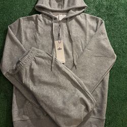Alo Yoga Grey Tracksuit Set Hoodie + Pants Size L