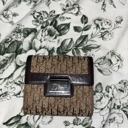 Christian Dior Street Chic compact wallet in brown oblique canvas and leather