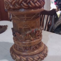 1924 Johann Gunter Hand Carved German Candle, The Last Supper, candle within a candle