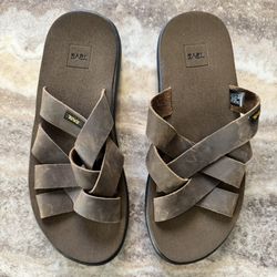 NWOT Men Size 10 Brown Suede Teva Sandals Slip Ons Slides