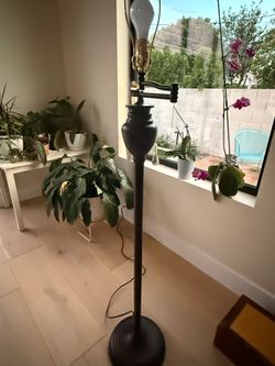 Antique-style Bronze Swing Arm Floor Lamp