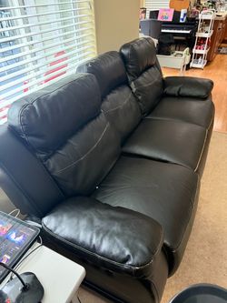 Black Sofa with Reclining seats and LED lights