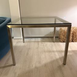 Room and Board Parsons 36” Glass & Steel Dining table