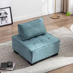 30” Teal Chenille Square Barrel Chair / Ottoman [NEW IN BOX] **Retails for $346