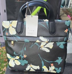 "A New Day" Purse Floral Vegan Leather converts from handbag, crossbody, backpac