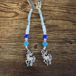 Silver Hair Clips With Beads And Unicorn Charms