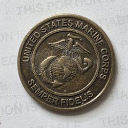 US MARINE CORPS SEMPER FIDELIS TOYS FOR TOTS BRASS COIN MEDAL VINTAGE ORIGINAL