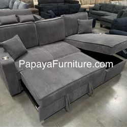 New! Reversible Sectional Sofa Bed, Sofabed, Reversible  Sectional sofa With Pull-out Bed, Sectionals, Couch, Small Living Room Sofa, Sleeper Sofa, Se