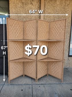 4 panels wood room divider (64"W×67"H)