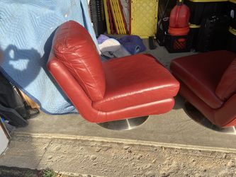 Deep Red/Burgundy Contemporary Swivel Leather Chairs