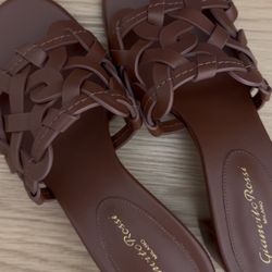 Gianvito Rossi Amalfi  US7/EU37 Block Heel Slide Sandal Brown $1000 Value