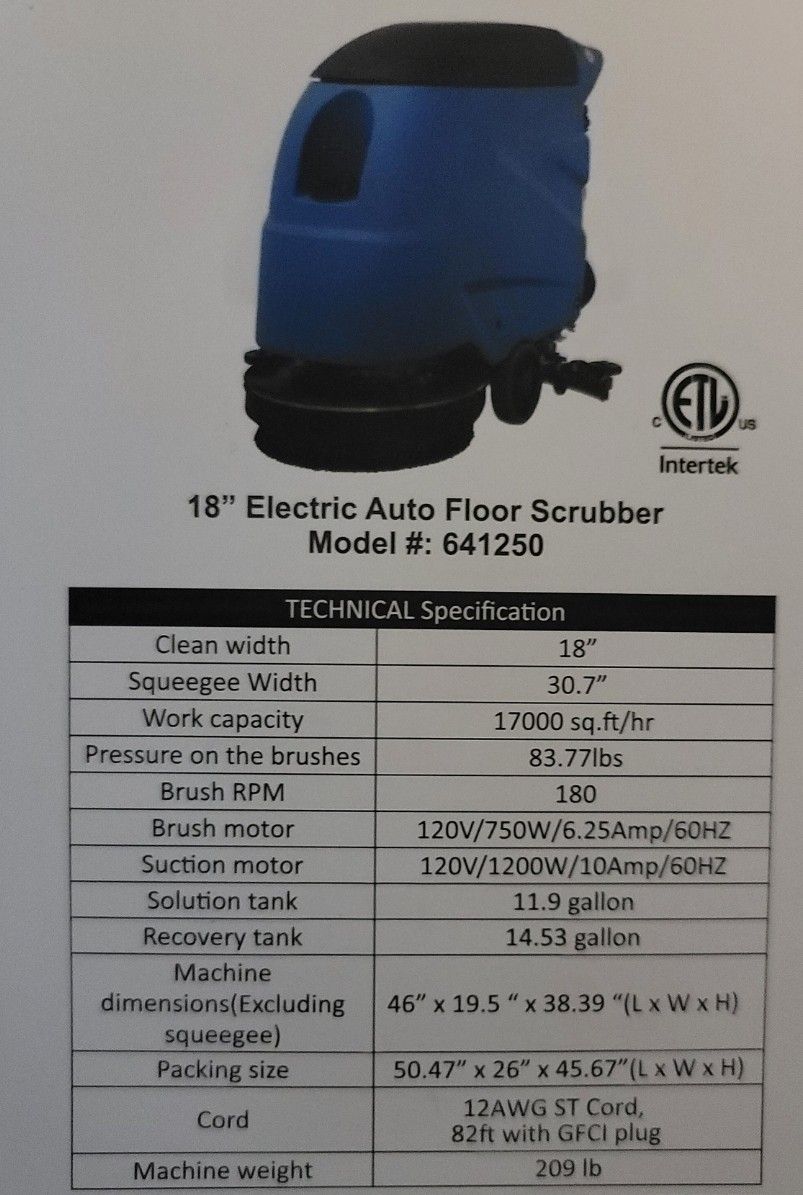 Scrubber Auto Floor Electric, (Free 100 Feet Cord)