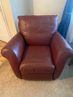 Red leather reclining chair - good condition