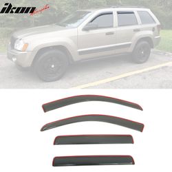 Fits 2005-2010 Jeep Grand Cherokee In Channel Window Visors Rain Shade Deflectors