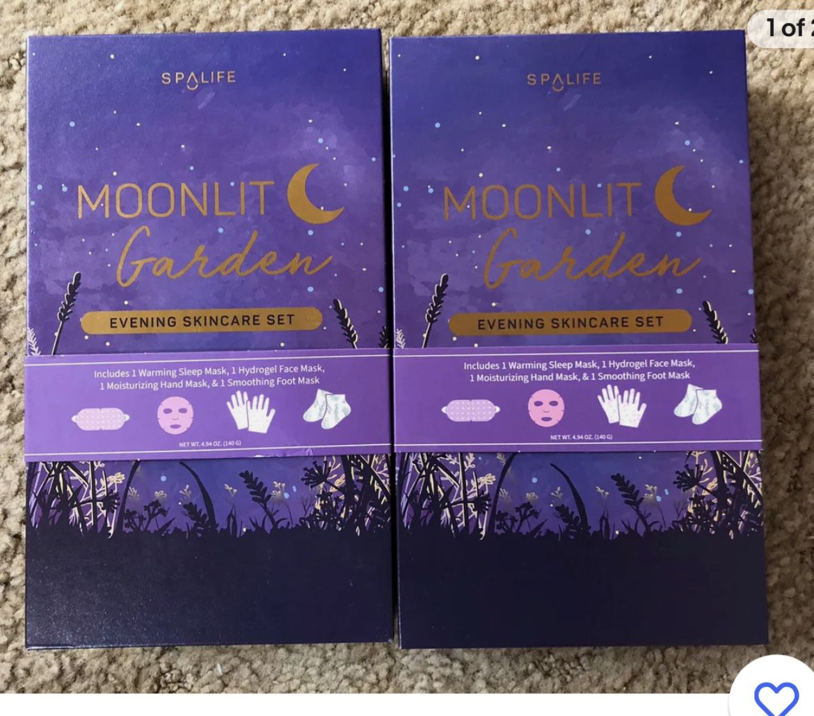 Brand new sealed 2 boxes of skincare gift set. For your face, hands, feet, sleep mask. Great items. Smells amazing, the masks are wonderful. A little 