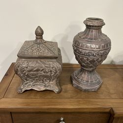 Decorative Jar with Lid and Vase