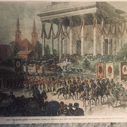 Antique The Golden Jubilee Of Archbishop Purcell Procession In Cincinnati OH Sketched Print By Will H Drake 10x7” B-1800-D-1883 