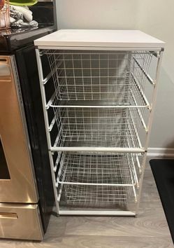 4-Drawer Wire Basket Storage Organizer – White