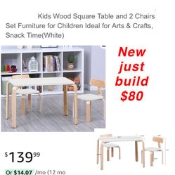 New wood kids table & 2 chairs wood just built $80 cash pick up east Palmdale 