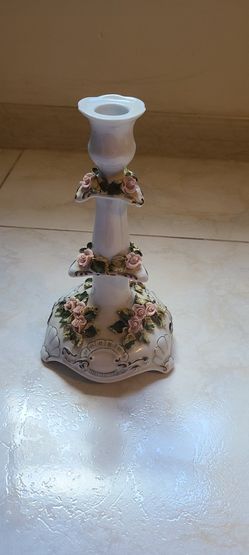 Vintage Romanian Rose Candle Porcelain Holder