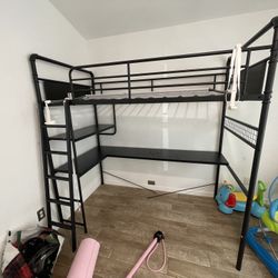 ⭐️ Twin Metal Loft Bed with L-Shaped Desk