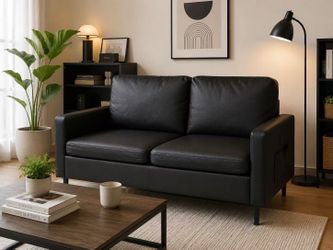 🛋️ Brand New Modern Black Loveseat – Pickup Only