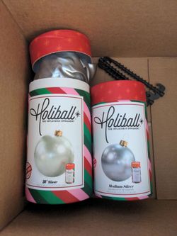 Lot of 2 Silver Holiball Inflatable Ornaments Up to 18 inches & 30 in