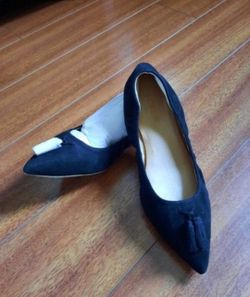 J. Crew Suede Tassel Stretch Pointed Toe Flats Size 6 Brand New