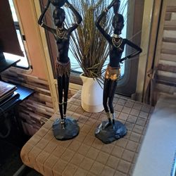 Pair Of African Women Statues