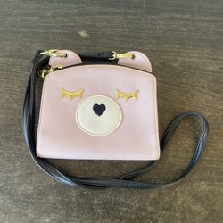  Betsey Johnson Blush Pink Bear Crossbody Purse Handbag 