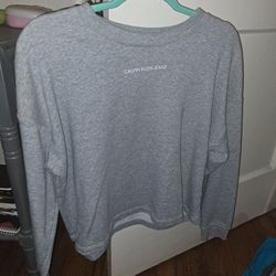 Calvin Klein Jeans Cropped Gray Sweatshirt