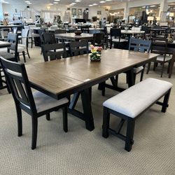 New Dining Set Table , Chairs, Bench Black Financing Available $54 Down payment 