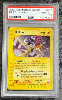2003 POKÉMON SKYRIDGE RAIKOU HOLO #H26 GEM MT 💎 PSA 10