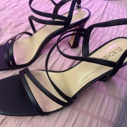 Black Strappy Heels (brand New) Size 11