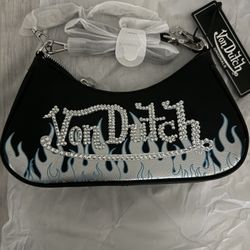 Von Dutch Black Silver Flame Purse