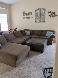 Large brown sectional couch