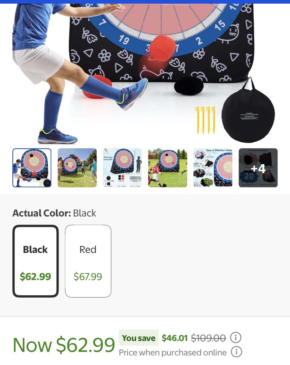 Kids Portable & Foldable Large Dart Board Gift Kids w/Lightweight Carrying Bag