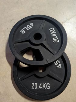 2x 45 LB Olympic Weight Plates – 90 LB Total