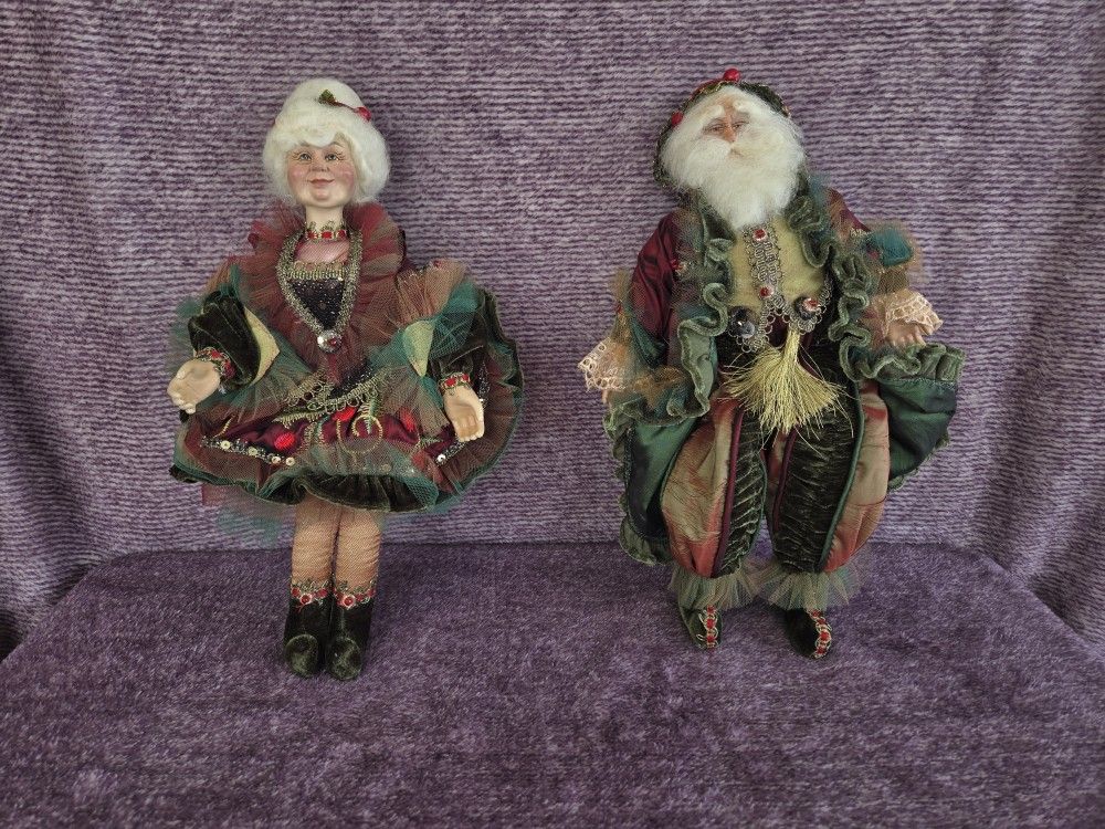 Mr & Mrs Santa Claus Wayne Kleski Collection Elf Dolls 12” vintage RARE