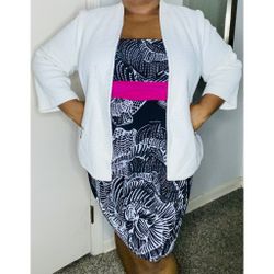 2 For 1 Abstract Print Dress with White Jacket Size 20 or 2X/3X