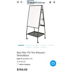 Best-Rite 770 The Wheasel - White/Black Station Mobile Dry Erase Whiteboard Easel