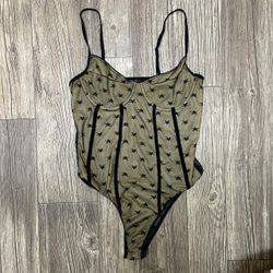 Star Pattern Mesh Teddy Bodysuit
