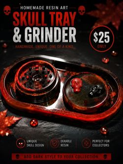 Tray and grinder set red and black