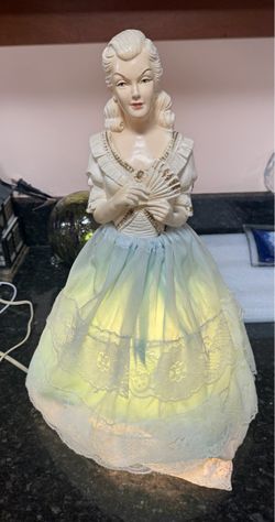 Vintage Doll Lamp Chalkware Plaster