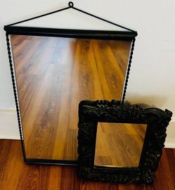Black Frame Mirrors ( set of 2 )– Metal + Ornate Frame  $40
