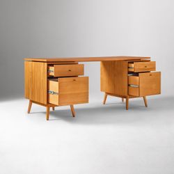 West Elm Mid-Century Modular Desk w/ 2 File Cabinets – 70”