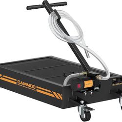 B591 $105  15 Gal Electric Oil Drain Pan, 110V High-Flow Pump, 9.8 FT Hose, 200 W Motor, 2 Locking Swivel Casters and 2 Directional Wheels Stable, Fol